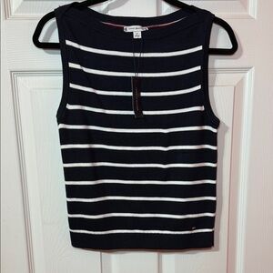 Tommy Hilfiger Navy and White Striped Tank Top